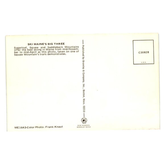 Ski Maines Big Three Postcard Sugarloaf Squaw Saddleback Trail Published Bromley - Picture 2 of 2